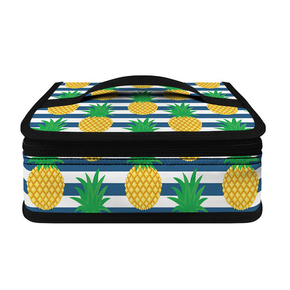 Blue Striped Pineapple Pattern Print Small Lunch Bag