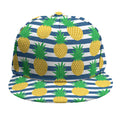 Blue Striped Pineapple Pattern Print Snapback Cap