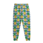Blue Striped Pineapple Pattern Print Sweatpants
