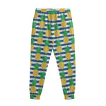 Blue Striped Pineapple Pattern Print Sweatpants