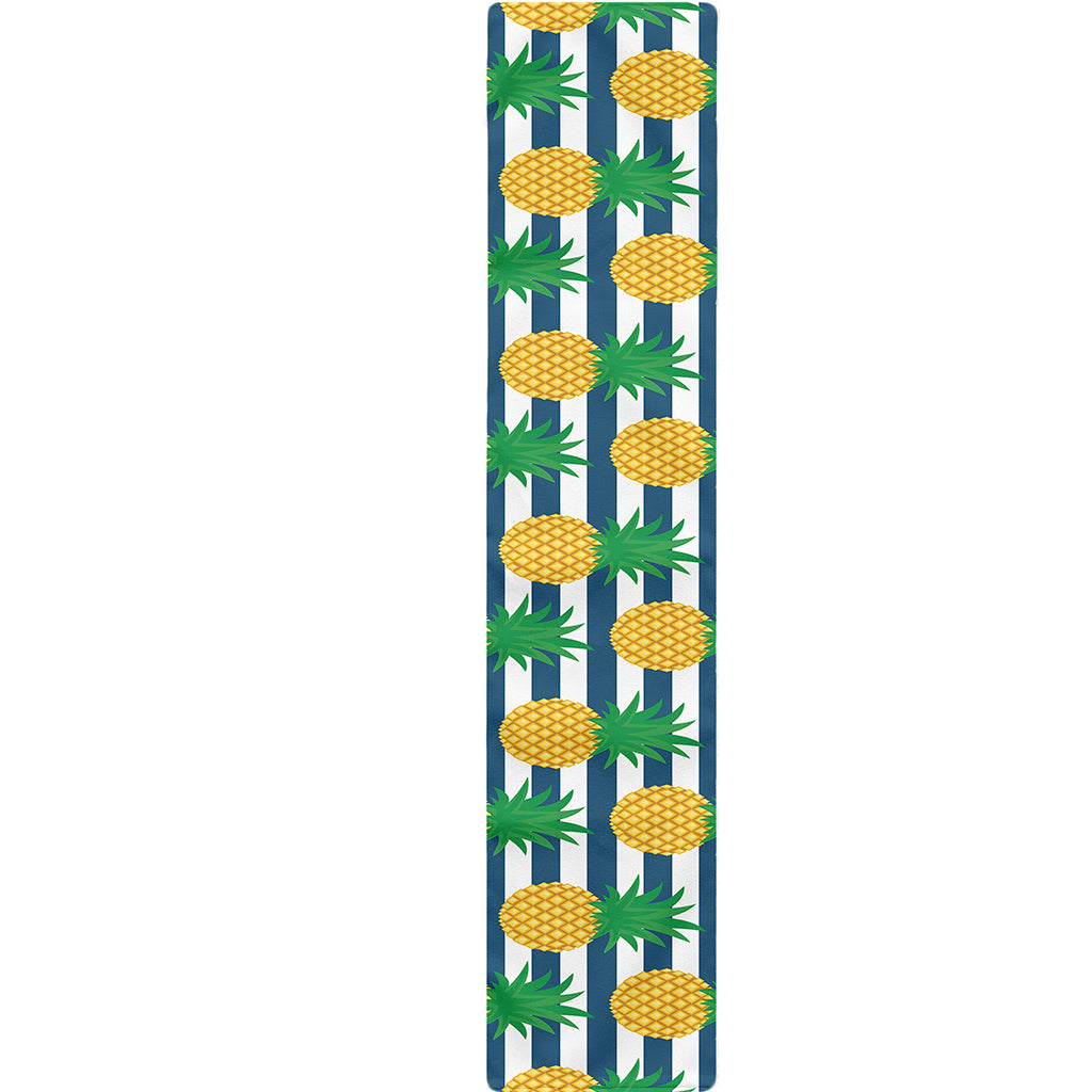 Blue Striped Pineapple Pattern Print Table Runner