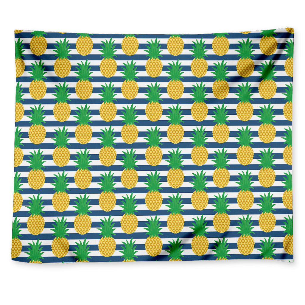 Blue Striped Pineapple Pattern Print Tapestry