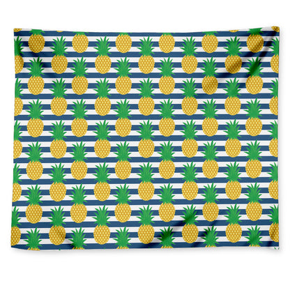 Blue Striped Pineapple Pattern Print Tapestry