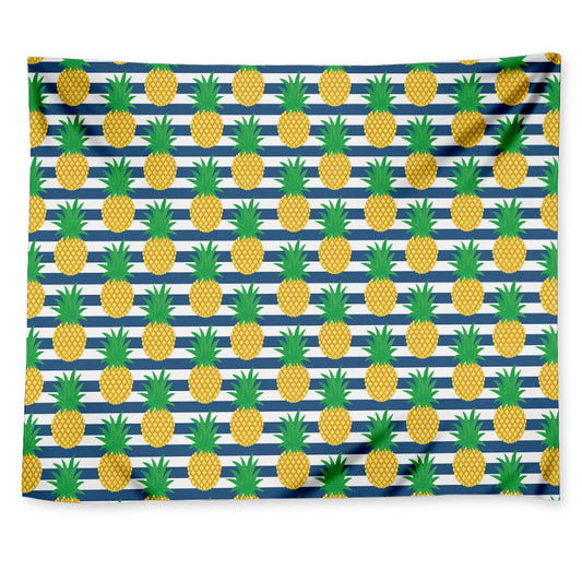 Blue Striped Pineapple Pattern Print Tapestry