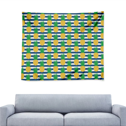 Blue Striped Pineapple Pattern Print Tapestry