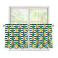 Blue Striped Pineapple Pattern Print Tier Curtains