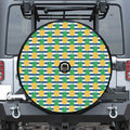 Blue Striped Pineapple Pattern Print Tire Cover With Camera Hole