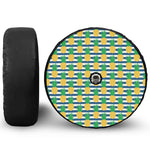 Blue Striped Pineapple Pattern Print Tire Cover With Camera Hole
