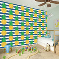 Blue Striped Pineapple Pattern Print Wall Sticker