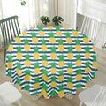 Blue Striped Pineapple Pattern Print Waterproof Round Tablecloth