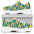 Blue Striped Pineapple Pattern Print White Chunky Shoes
