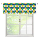 Blue Striped Pineapple Pattern Print Window Valance