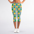 Blue Striped Pineapple Pattern Print Women's Capri Leggings