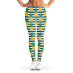 Blue Striped Pineapple Pattern Print Women's Leggings