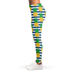 Blue Striped Pineapple Pattern Print Women's Leggings