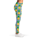 Blue Striped Pineapple Pattern Print Women's Leggings