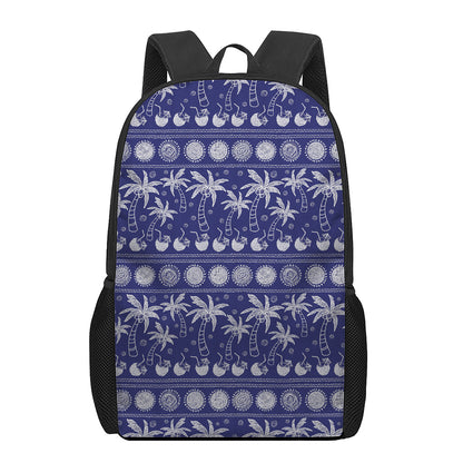 Blue Summer Coconut Pattern Print 17 Inch Backpack