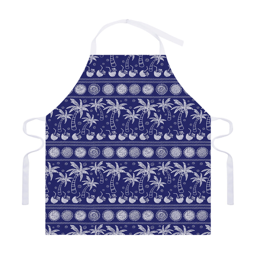 Blue Summer Coconut Pattern Print Adjustable Apron