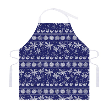 Blue Summer Coconut Pattern Print Adjustable Apron