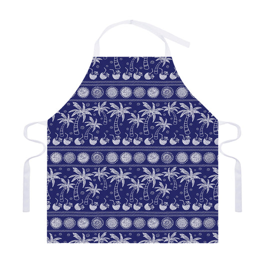 Blue Summer Coconut Pattern Print Adjustable Apron