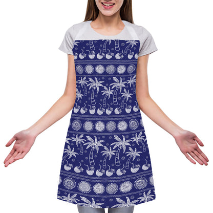 Blue Summer Coconut Pattern Print Adjustable Apron