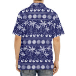 Blue Summer Coconut Pattern Print Aloha Shirt