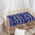 Blue Summer Coconut Pattern Print Baby Crib Sheet