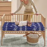 Blue Summer Coconut Pattern Print Baby Crib Sheet
