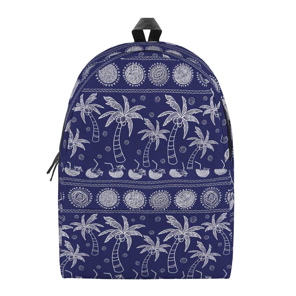 Blue Summer Coconut Pattern Print Backpack