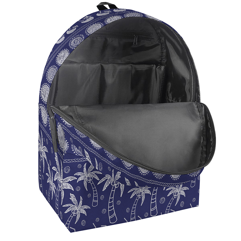 Blue Summer Coconut Pattern Print Backpack