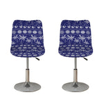 Blue Summer Coconut Pattern Print Bar Stool Covers