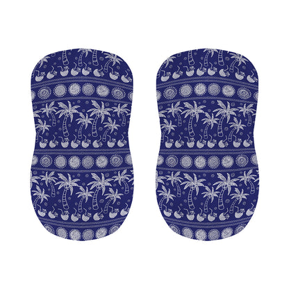 Blue Summer Coconut Pattern Print Bar Stool Covers