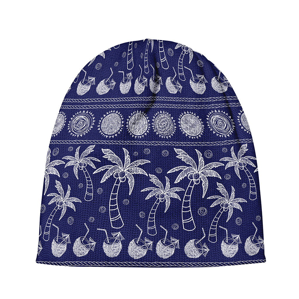 Blue Summer Coconut Pattern Print Beanie
