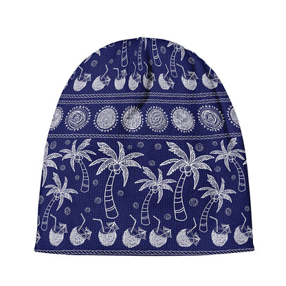 Blue Summer Coconut Pattern Print Beanie