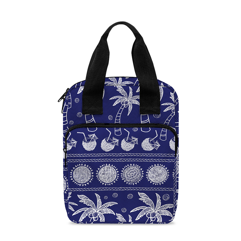 Blue Summer Coconut Pattern Print Bible Tote Bag