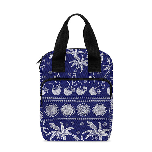Blue Summer Coconut Pattern Print Bible Tote Bag
