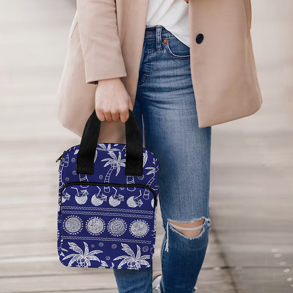 Blue Summer Coconut Pattern Print Bible Tote Bag
