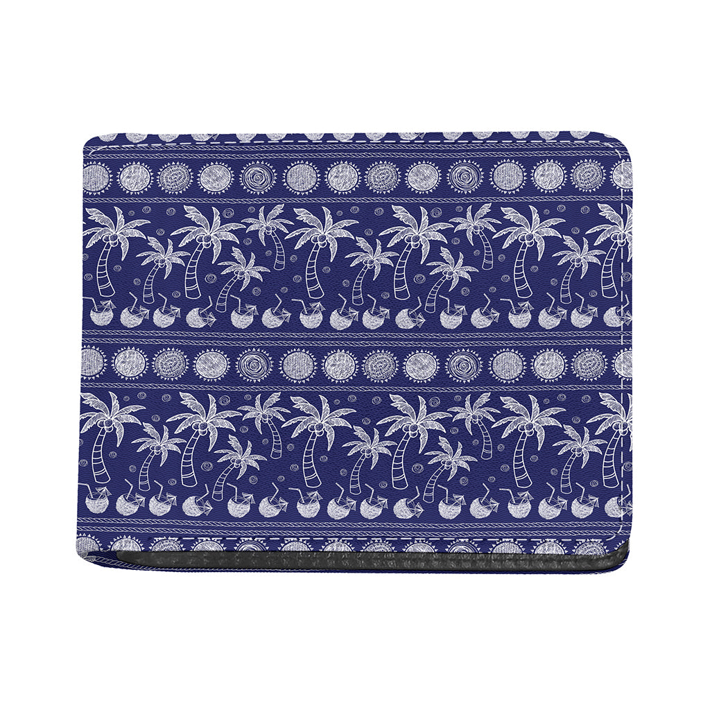 Blue Summer Coconut Pattern Print Bifold Wallet