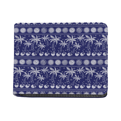 Blue Summer Coconut Pattern Print Bifold Wallet