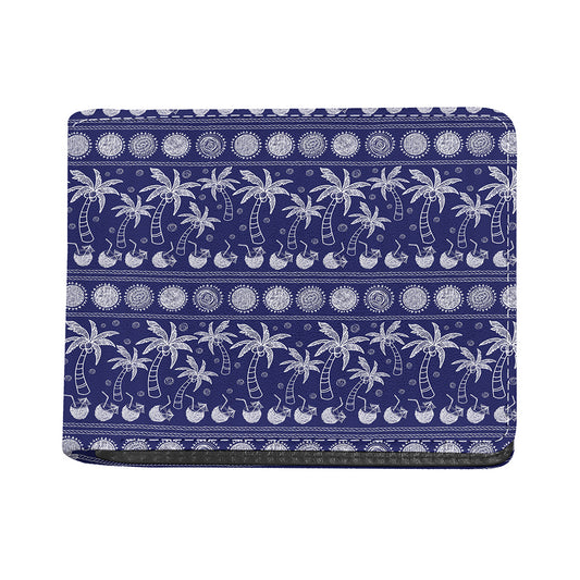 Blue Summer Coconut Pattern Print Bifold Wallet
