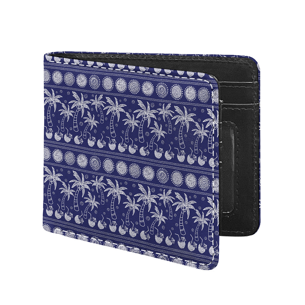 Blue Summer Coconut Pattern Print Bifold Wallet