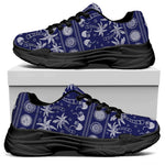 Blue Summer Coconut Pattern Print Black Chunky Shoes