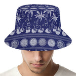 Blue Summer Coconut Pattern Print Bucket Hat