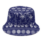 Blue Summer Coconut Pattern Print Bucket Hat