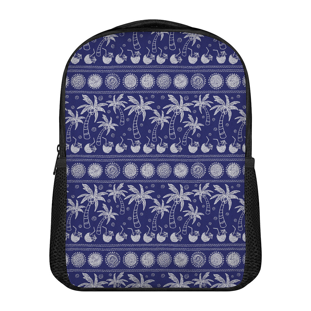 Blue Summer Coconut Pattern Print Casual Backpack