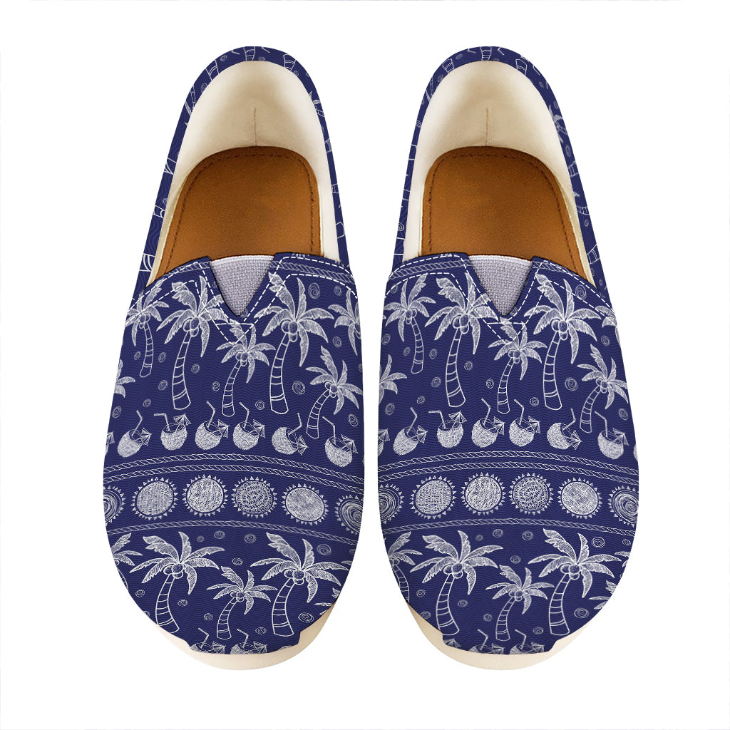 Blue Summer Coconut Pattern Print Casual Shoes