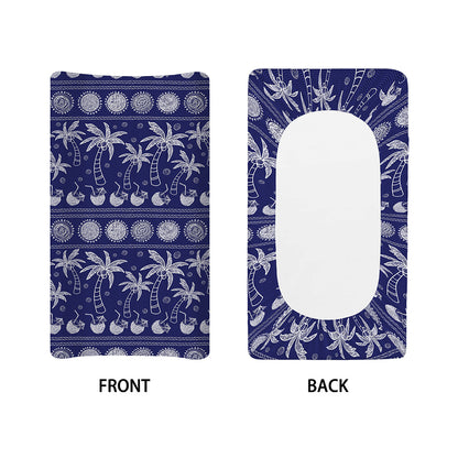 Blue Summer Coconut Pattern Print Changing Pad Cover