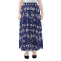 Blue Summer Coconut Pattern Print Chiffon Maxi Skirt