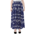 Blue Summer Coconut Pattern Print Chiffon Maxi Skirt