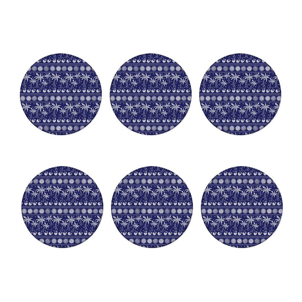Blue Summer Coconut Pattern Print Coaster Set